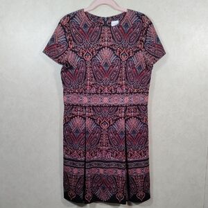 04501 Chico's black, orange, & teal paisley heavier knit dress 2 L